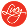 red and white circular logo that says Lucy